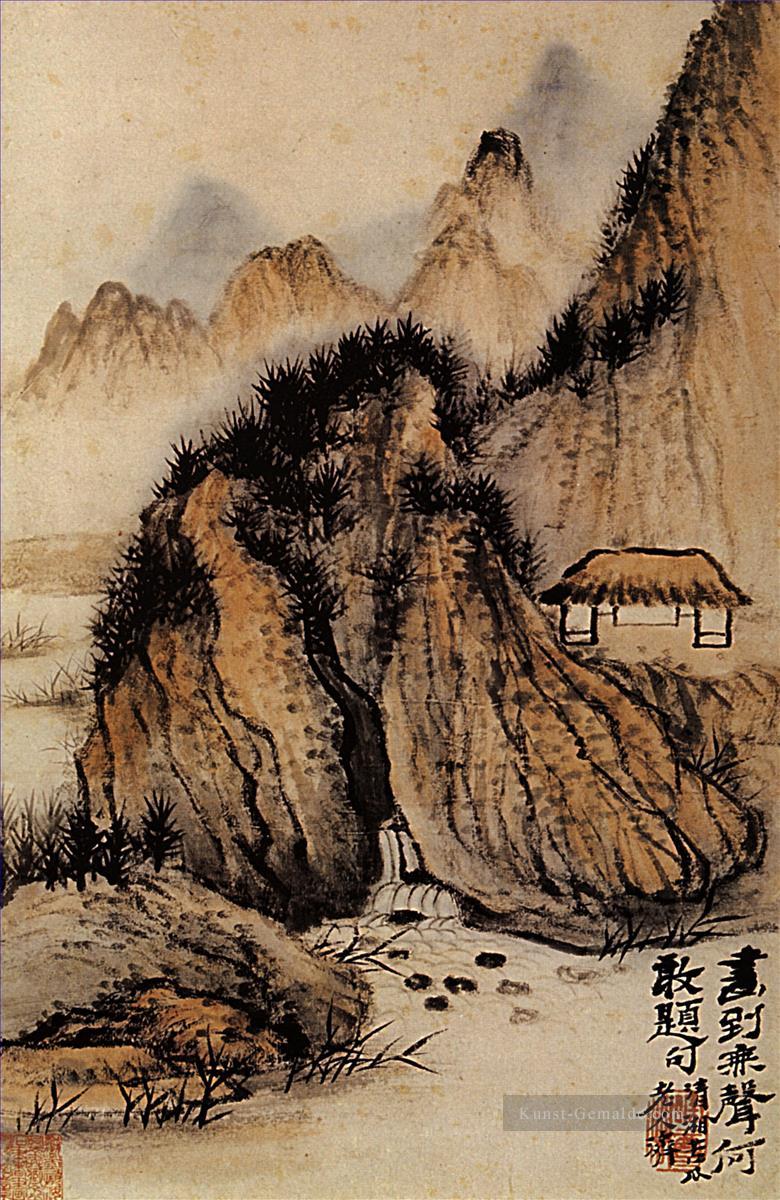 Shitao die Quelle in der Steinhöhle 1707 Kunst Chinesische Ölgemälde